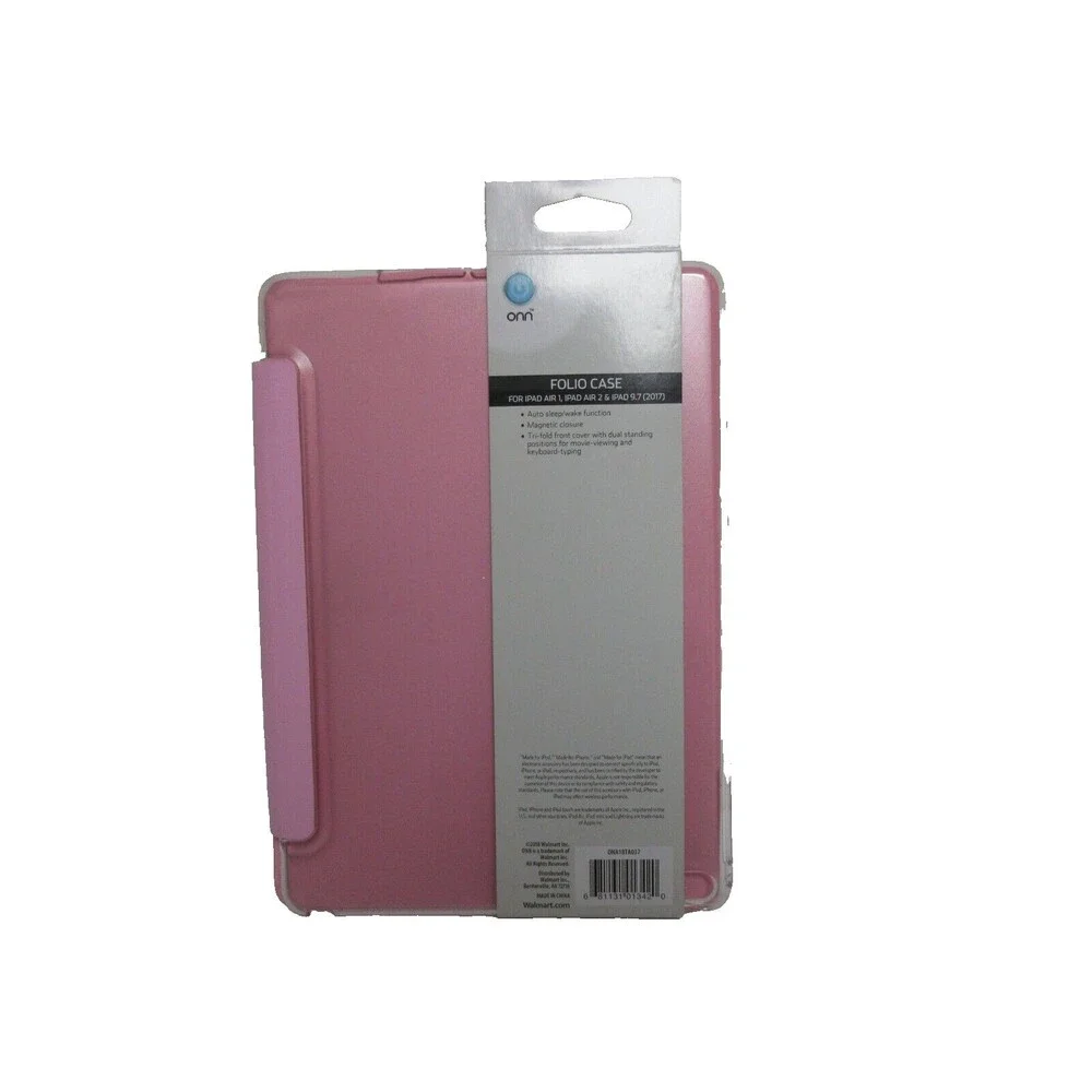 New ONN Folio Case for iPad Air 1, iPad Air 2 & iPad 9.7 - Pink  Magnetic Closur